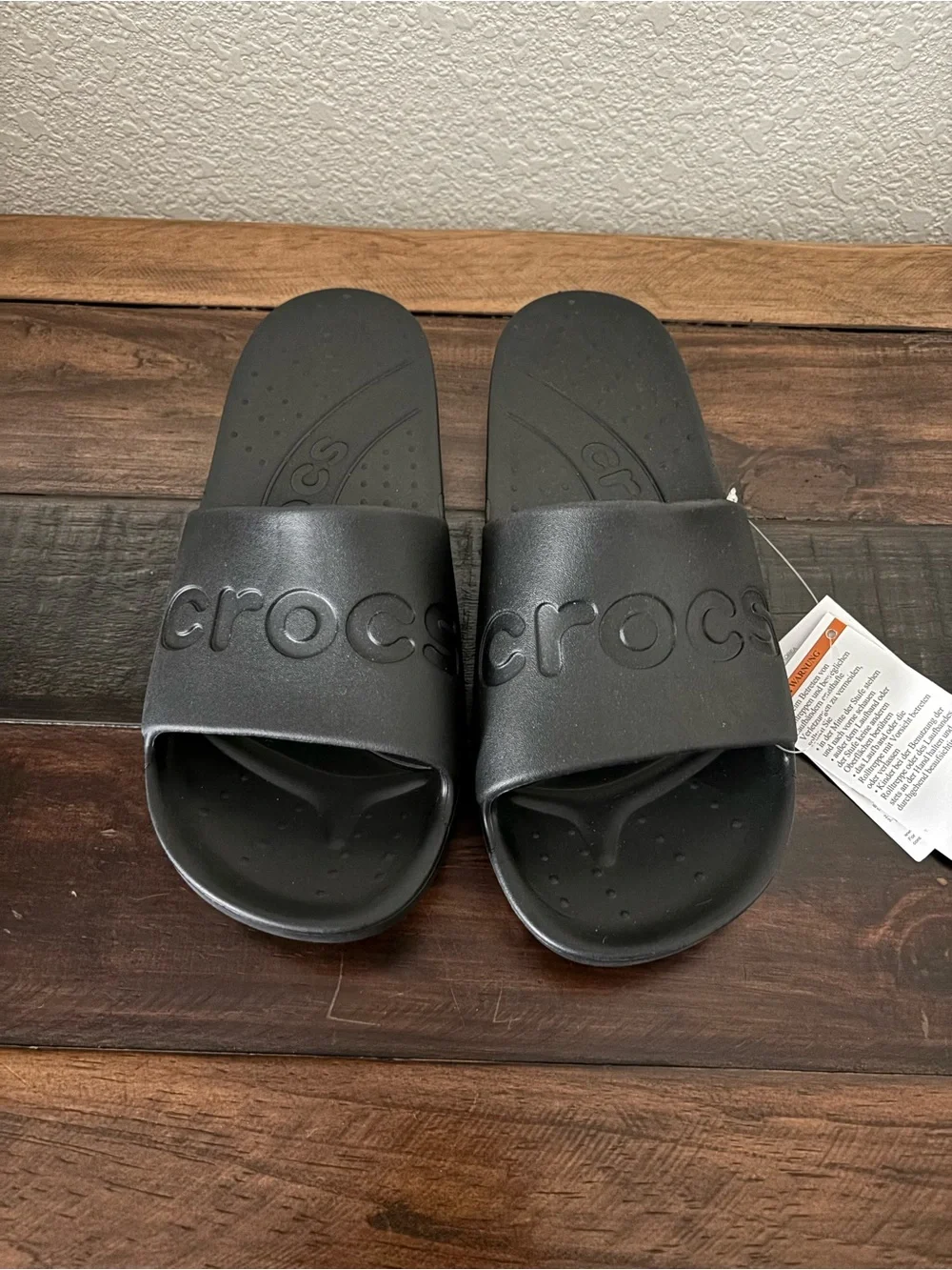 🖤Unisex CROCS Black Slide Sandals with Embossed Logo🖤